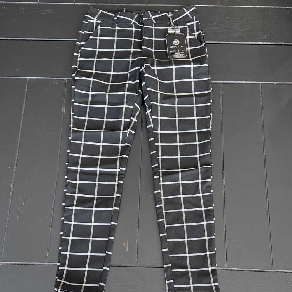 Men's Checkered Dress Pants - Black and White